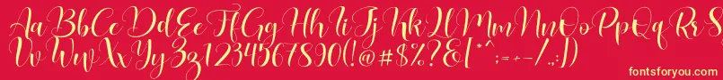 Lovea Font – Yellow Fonts on Red Background