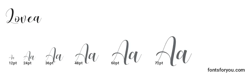 Lovea Font Sizes