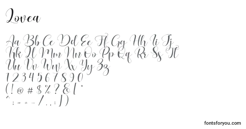 Шрифт Lovea (133004) – алфавит, цифры, специальные символы