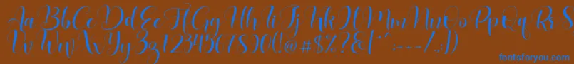 Lovea-Schriftart – Blaue Schriften auf braunem Hintergrund