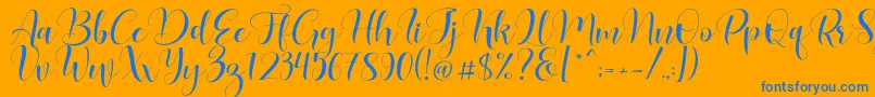 Lovea-Schriftart – Blaue Schriften auf orangefarbenem Hintergrund