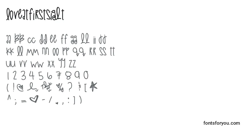 Шрифт LoveAtFirstSight (133005) – алфавит, цифры, специальные символы