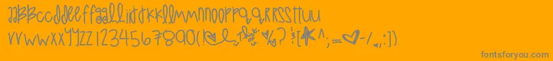 Saiba mais sobre a fonte LoveAtFirstSight Fonte LoveAtFirstSight – fontes cinzas em um fundo laranja