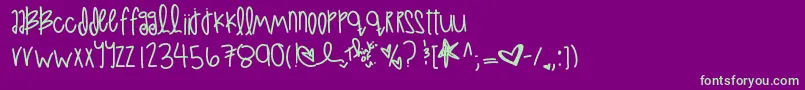 LoveAtFirstSight Font – Green Fonts on Purple Background