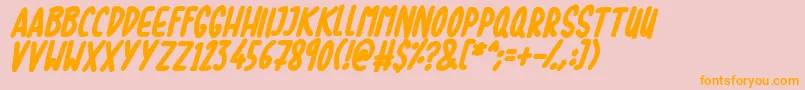 フォントLovebuzz – オレンジの文字がピンクの背景にあります。