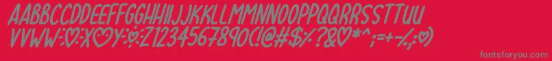 Шрифт Lovehearts XYZ Italic – серые шрифты на красном фоне