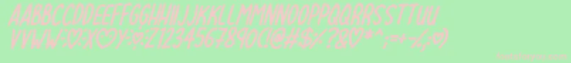 Lovehearts XYZ Italic Font – Pink Fonts on Green Background