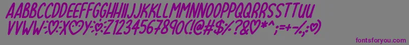 Шрифт Lovehearts XYZ Italic – фиолетовые шрифты на сером фоне