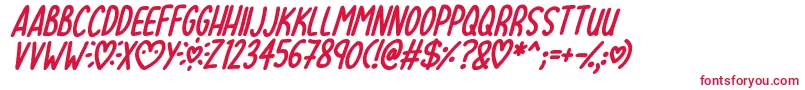 Czcionka Lovehearts XYZ Italic – czerwone czcionki