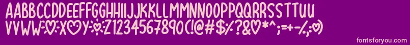 Lovehearts XYZ-Schriftart – Rosa Schriften auf violettem Hintergrund
