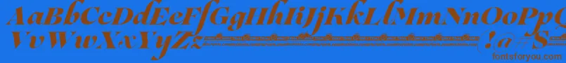 Шрифт Lovelace Script Extrabold trial – коричневые шрифты на синем фоне