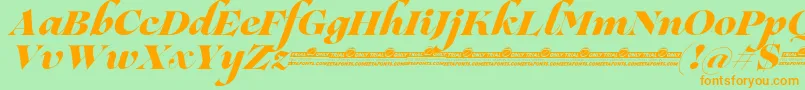 Lovelace Script Extrabold trial Font – Orange Fonts on Green Background