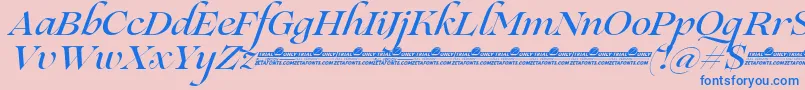 fuente Lovelace Script Medium trial – Fuentes Azules Sobre Fondo Rosa