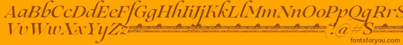 Czcionka Lovelace Script Medium trial – brązowe czcionki na pomarańczowym tle