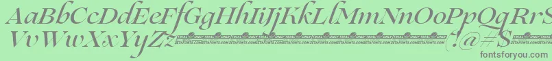 フォントLovelace Script Medium trial – 緑の背景に灰色の文字