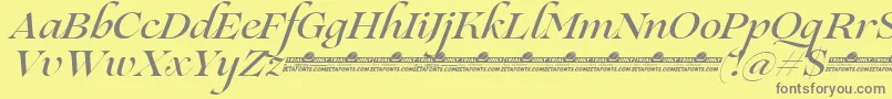 Lovelace Script Medium trial Font – Gray Fonts on Yellow Background