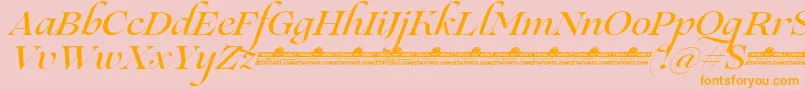 Lovelace Script Medium trial-Schriftart – Orangefarbene Schriften auf rosa Hintergrund