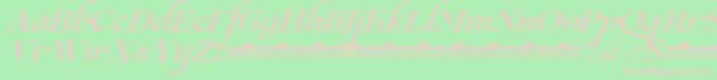 Fonte Lovelace Script Medium trial – fontes rosa em um fundo verde