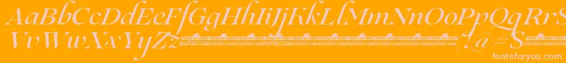 Lovelace Script Medium trial-Schriftart – Rosa Schriften auf orangefarbenem Hintergrund