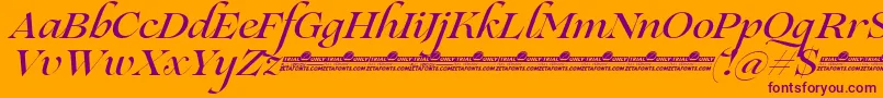 Lovelace Script Medium trial Font – Purple Fonts on Orange Background