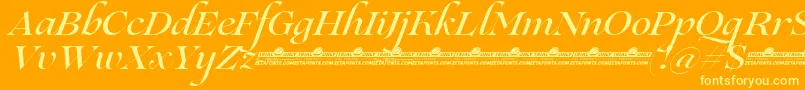 Lovelace Script Medium trial Font – Yellow Fonts on Orange Background