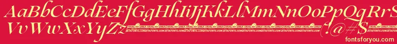 Lovelace Script Medium trial Font – Yellow Fonts on Red Background