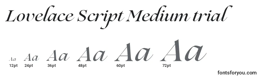 Размеры шрифта Lovelace Script Medium trial