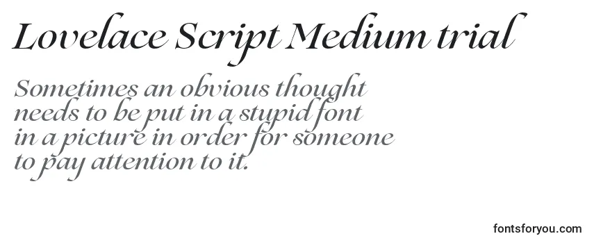 Review of the Lovelace Script Medium trial Font