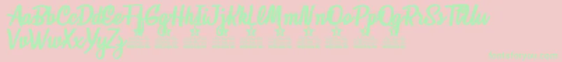 Loveland Personal Use Font – Green Fonts on Pink Background