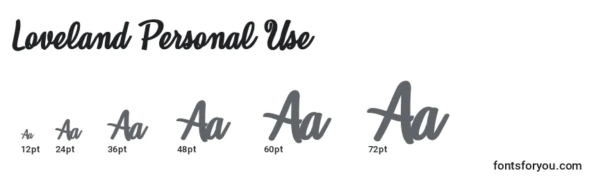 Loveland Personal Use Font Sizes