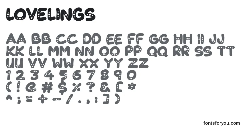 Czcionka Lovelings – alfabet, cyfry, specjalne znaki