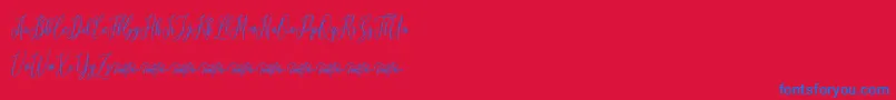 Czcionka Lovelique Demo – niebieskie czcionki na czerwonym tle