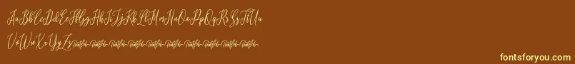 Lovelique Demo-Schriftart – Gelbe Schriften auf braunem Hintergrund