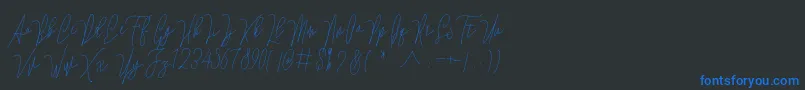Lovellyana Free Font – Blue Fonts on Black Background