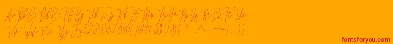 Lovellyana Free Font – Red Fonts on Orange Background