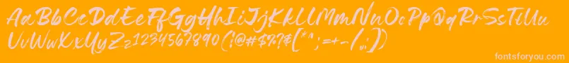 Lovely Boys Font by 7NTypes D Font – Pink Fonts on Orange Background