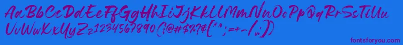 Lovely Boys Font by 7NTypes D Font – Purple Fonts on Blue Background