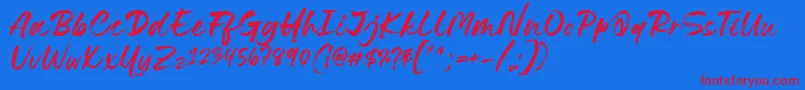 Lovely Boys Font by 7NTypes D Font – Red Fonts on Blue Background