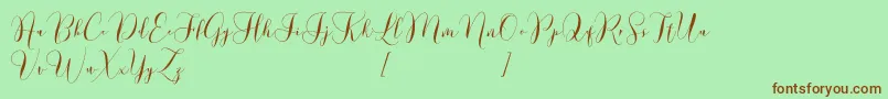 Lovely Dramatis Demo-Schriftart – Braune Schriften auf grünem Hintergrund