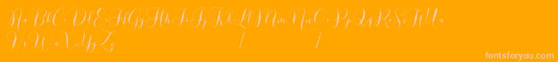 Lovely Dramatis Demo-Schriftart – Rosa Schriften auf orangefarbenem Hintergrund