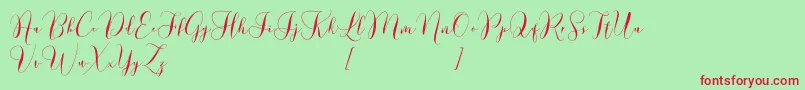 Lovely Dramatis Demo-Schriftart – Rote Schriften auf grünem Hintergrund