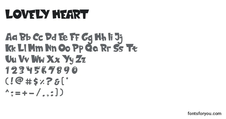 A fonte LOVELY HEART – alfabeto, números, caracteres especiais