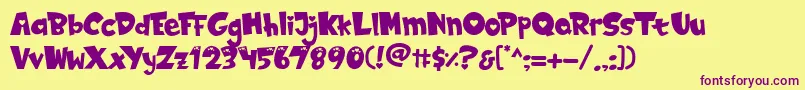 LOVELY HEART Font – Purple Fonts on Yellow Background