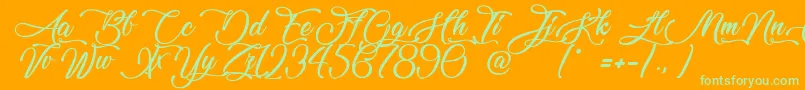 Lovely Home-Schriftart – Grüne Schriften auf orangefarbenem Hintergrund