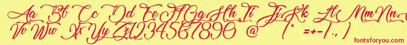 Lovely Home Font – Red Fonts on Yellow Background