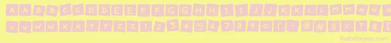 フォントLovely Notes – ピンクのフォント、黄色の背景