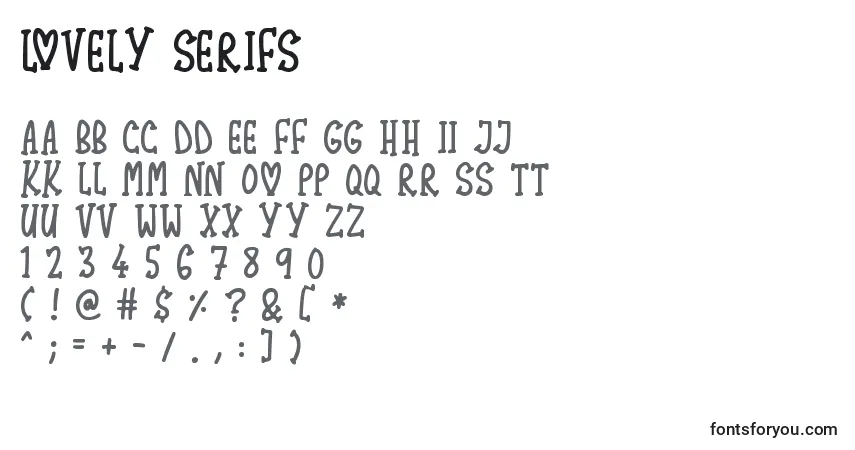 Schriftart Lovely Serifs – Alphabet, Zahlen, spezielle Symbole