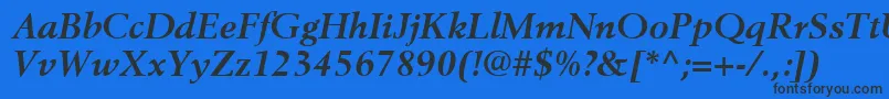 BerlingLtBoldItalic-Schriftart – Schwarze Schriften auf blauem Hintergrund