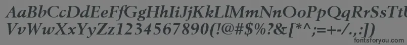 BerlingLtBoldItalic-fontti – mustat fontit harmaalla taustalla