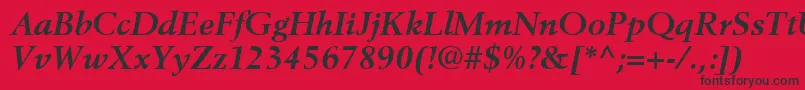 BerlingLtBoldItalic-fontti – mustat fontit punaisella taustalla